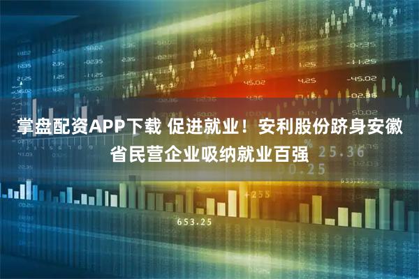 掌盘配资APP下载 促进就业!安利股份跻身安徽省民营企业吸纳就业百强